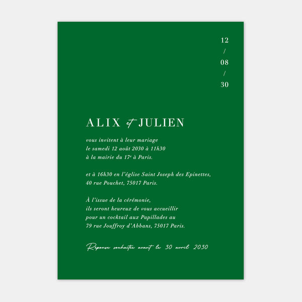 Faire-part de mariage moderne discrétion couleur M113