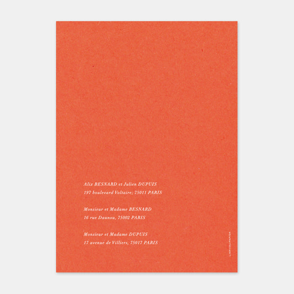 Faire-part de mariage moderne discrétion couleur M113