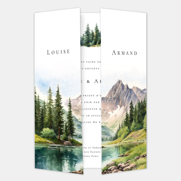 Faire-part de mariage montagne été aquarelle