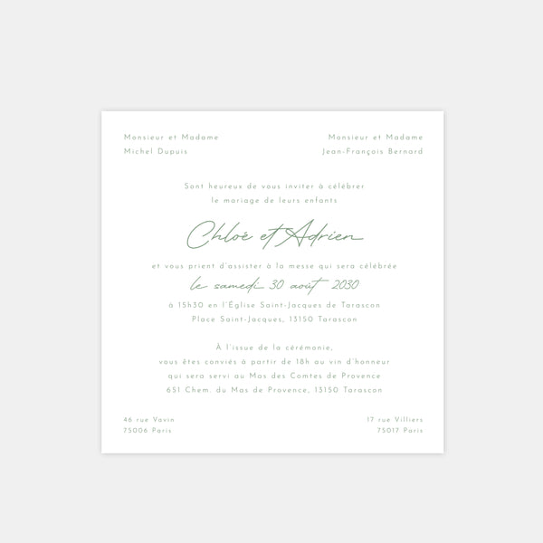 Faire-part de mariage champêtre classique