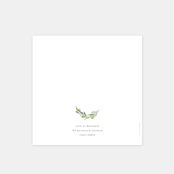 Wedding invitation monogram foliage