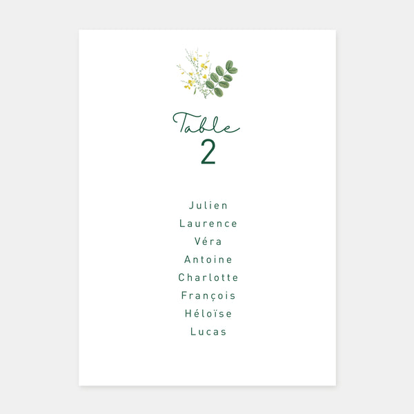 Wedding table plan sprig of wild flowers - 5ex