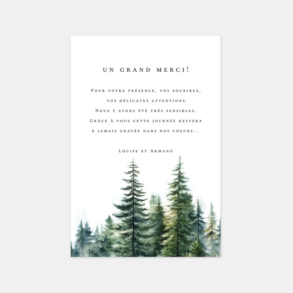 Watercolor mountain wedding thank you card