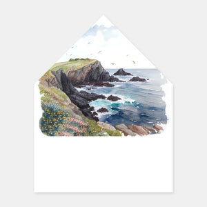 Doublure enveloppe côte bretonne aquarelle - 50ex