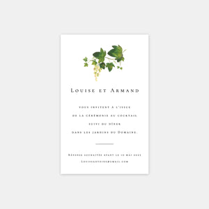 Watercolor vines wedding invitation card
