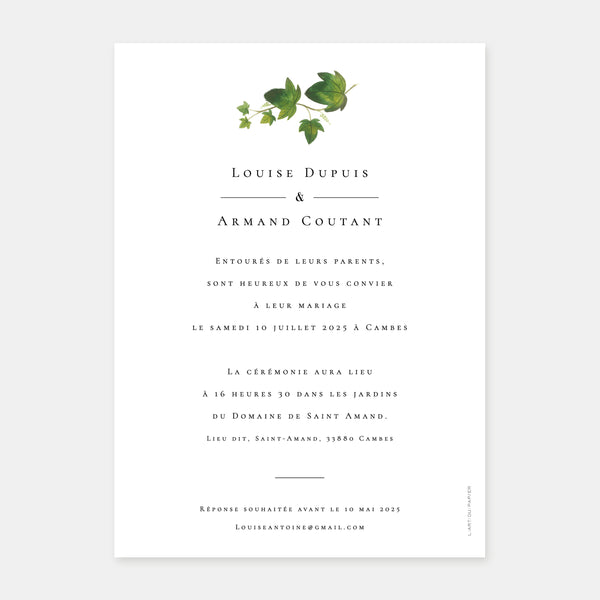 Watercolor Bordeaux vineyard wedding invitation