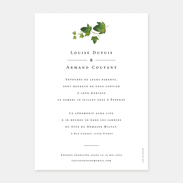 Watercolor Champagne vineyard wedding invitation