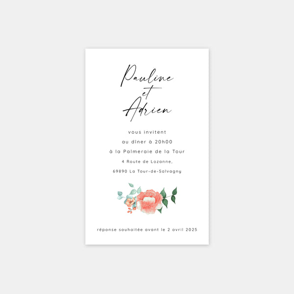 Carton invitation de mariage bouquet aquarelle