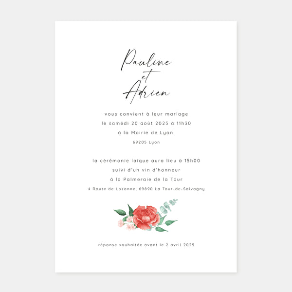 Watercolor bouquet wedding invitation