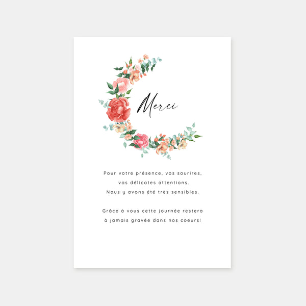 Carton remerciement mariage bouquet aquarelle