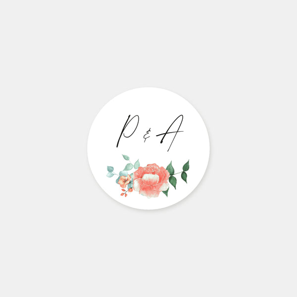 Personalized watercolor bouquet wedding stickers