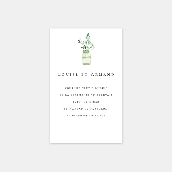 Carton invitation de mariage champêtre chic aquarelle