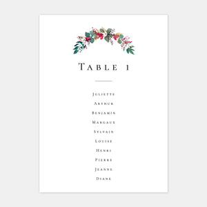 Plan de table de mariage le Sud aquarelle