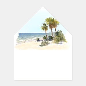 Doublure enveloppe plage tropicale aquarelle - 50ex