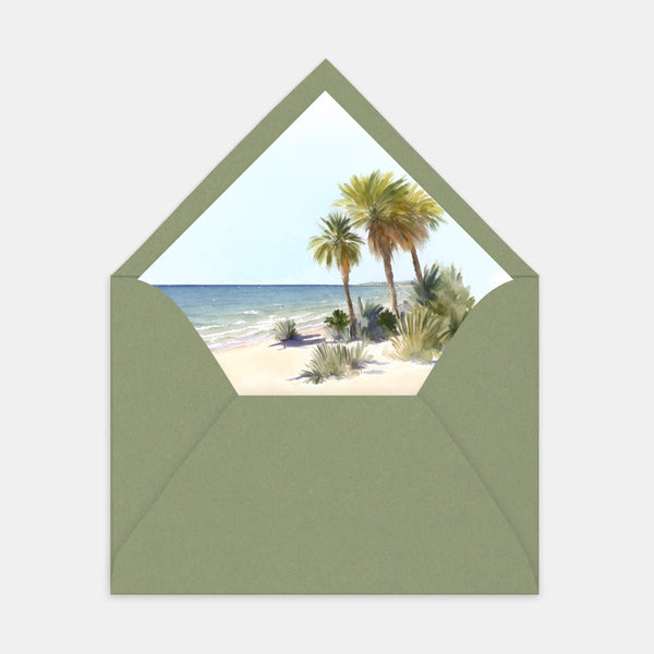 Doublure enveloppe plage tropicale aquarelle - 50ex