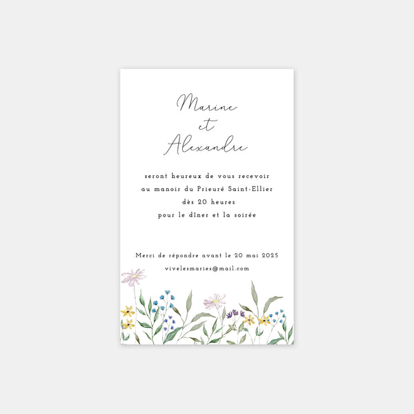 Carton invitation de mariage couronne champêtre