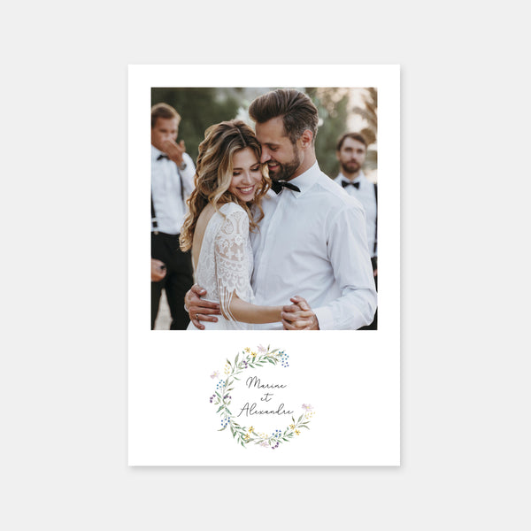 Country wreath wedding thank you card