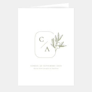 Olive branch wedding booklet