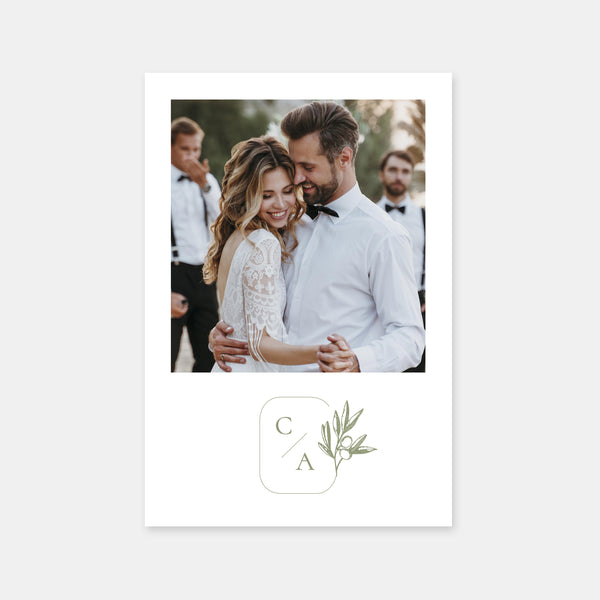 Carton remerciement mariage branche d'olivier
