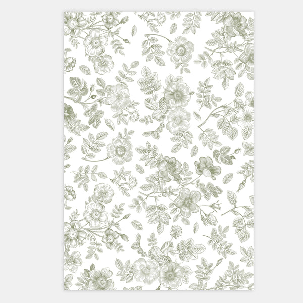 Floral Toile de Jouy tracing sheet
