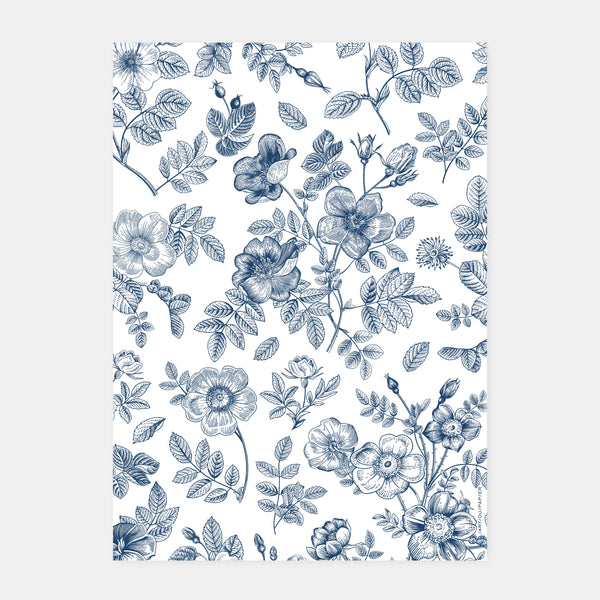 Floral toile de Jouy wedding invitation
