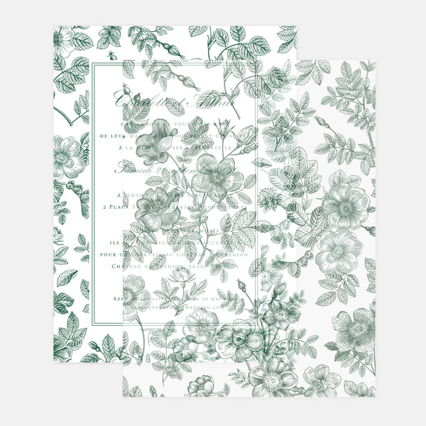 Floral Toile de Jouy tracing sheet