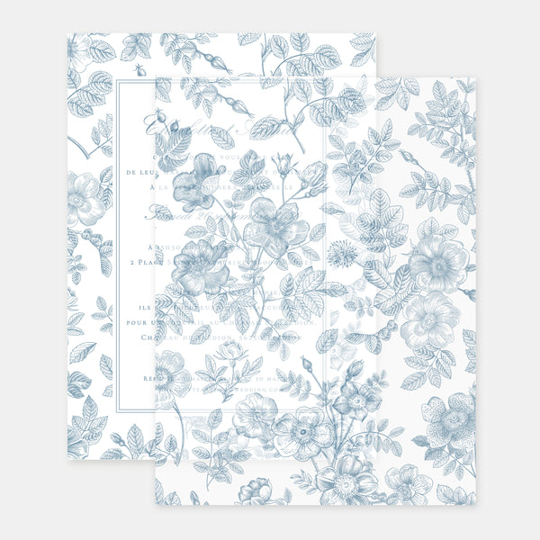 Floral Toile de Jouy tracing sheet