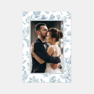 Carton remerciement mariage toile de Jouy florale