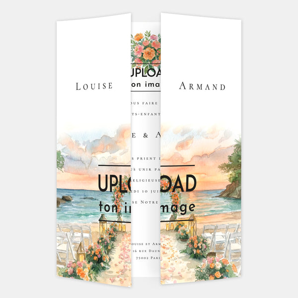 Hochzeitseinladung im Aquarell-Triptychon