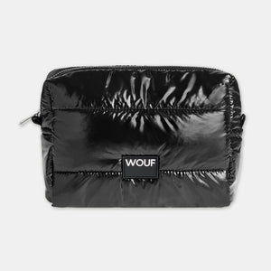 Quilted travel toiletry bag - Glossy black