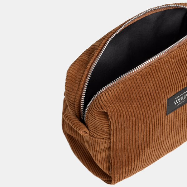 Velvet travel toiletry bag - Caramel