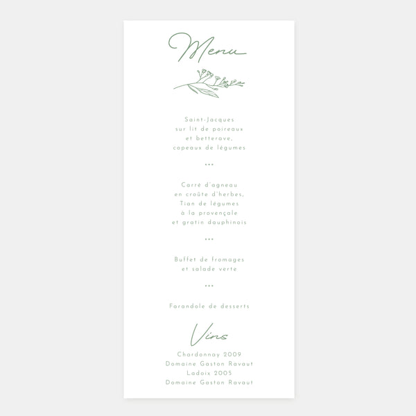 Menu mariage champêtre classique