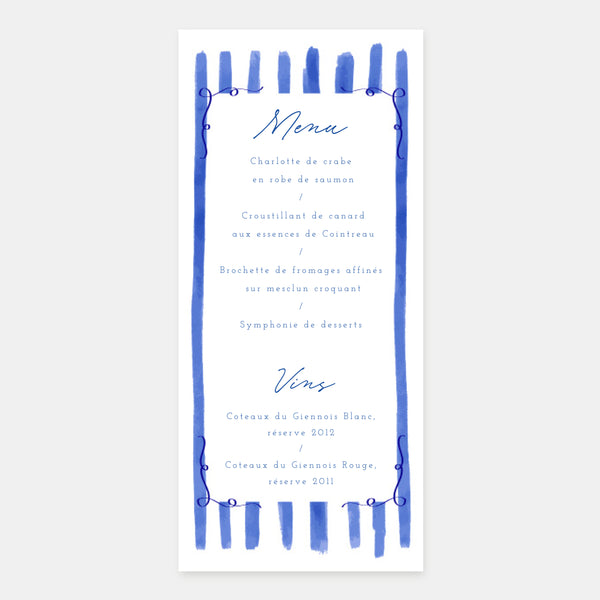Menu de mariage jolies lignes