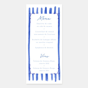 Menu de mariage jolies lignes