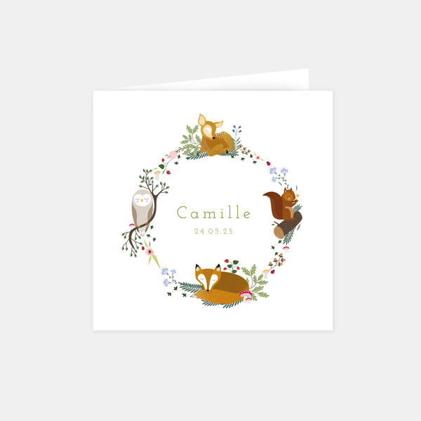 Birth announcement forest animals