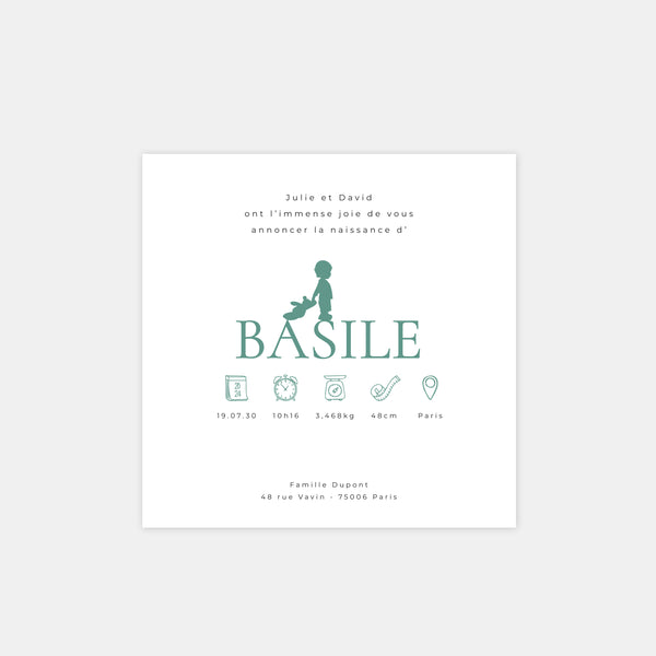 Faire-part de naissance silhouette garçon