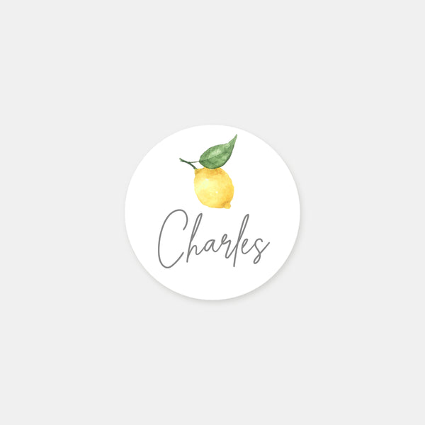 Stickers personnalisés naissance citrons aquarelle