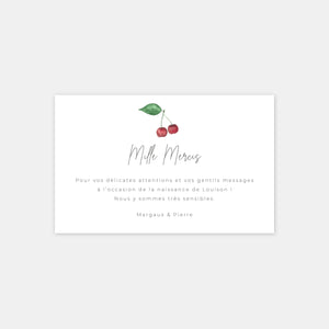 Watercolor cherry birth thank you card