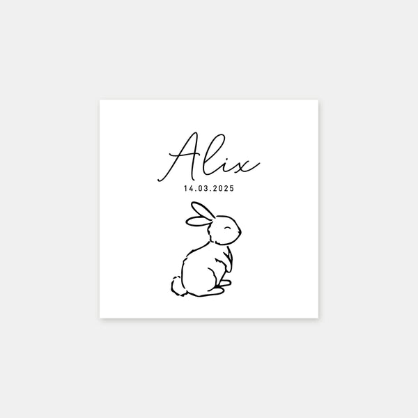 Personalized birth stamp little rabbit