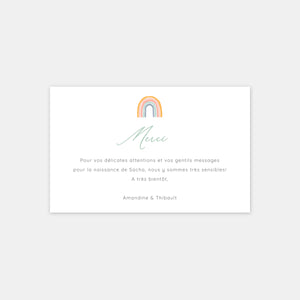 Rainbow birth thank you card