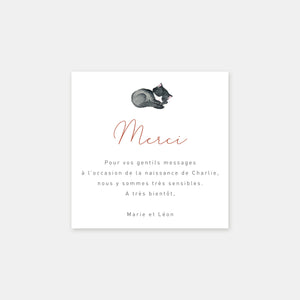 Little cat birth thank you card