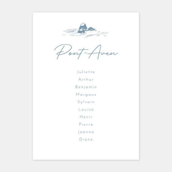 Wedding table plan wild coast engraving - 5ex