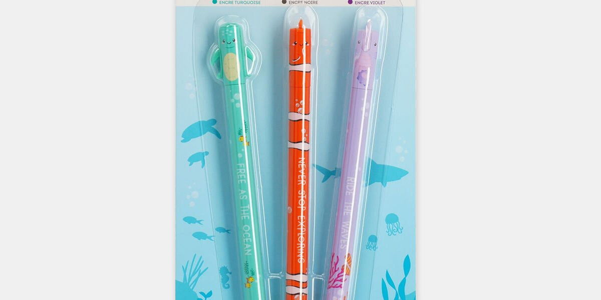 BSNRDX - Lot De Stylos Gel Effaçables | Pointe 0,7 Mm | Gomme Intégrée Sur Le Dessus | Design Mignon Avec Animaux | Idéal école, Bureau, Cadeau - 2