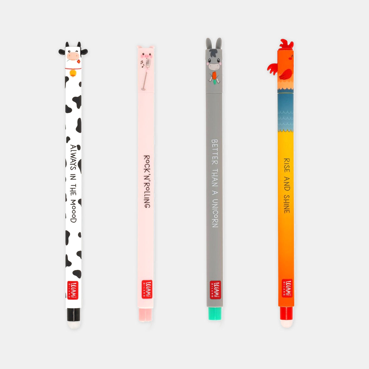 Lot De 6 Stylos Gel Effaçables 0.5mm - Motifs Animaux, Encre Thermosensible Noire
