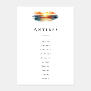 Watercolor tropical beach wedding table plan - 5ex