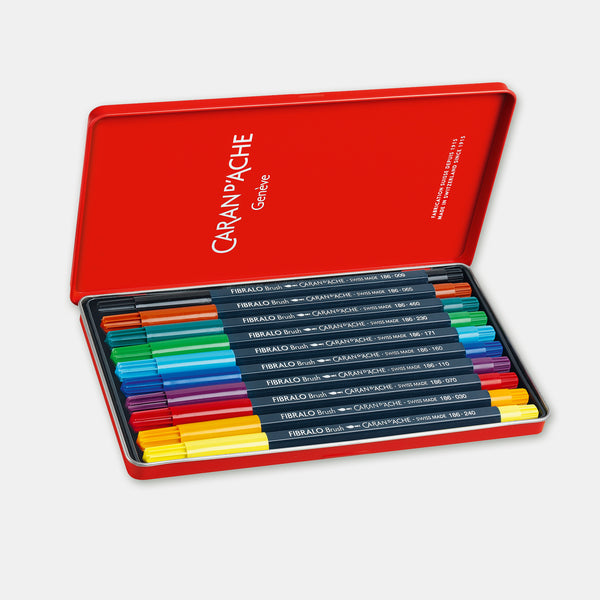 Box of 10 Fibralo Brush colored brush pens