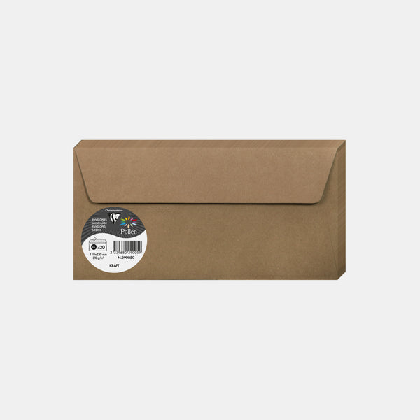 Enveloppes colorées - Marron (Kraft)~110 x 220 mm (DL)