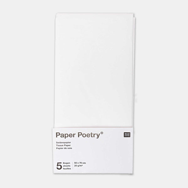 5 feuilles de papier de soie blanc