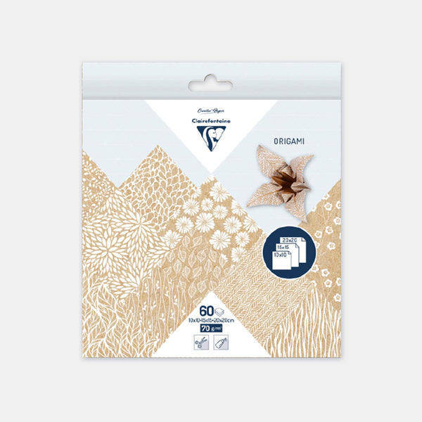 Origami-Papier in 3 Größen – florales Kraftpapier – 60 Blatt