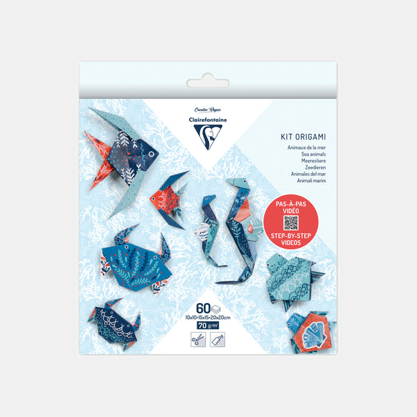 Kit Origami - Décor animaux marins - 60 feuilles 3 tailles